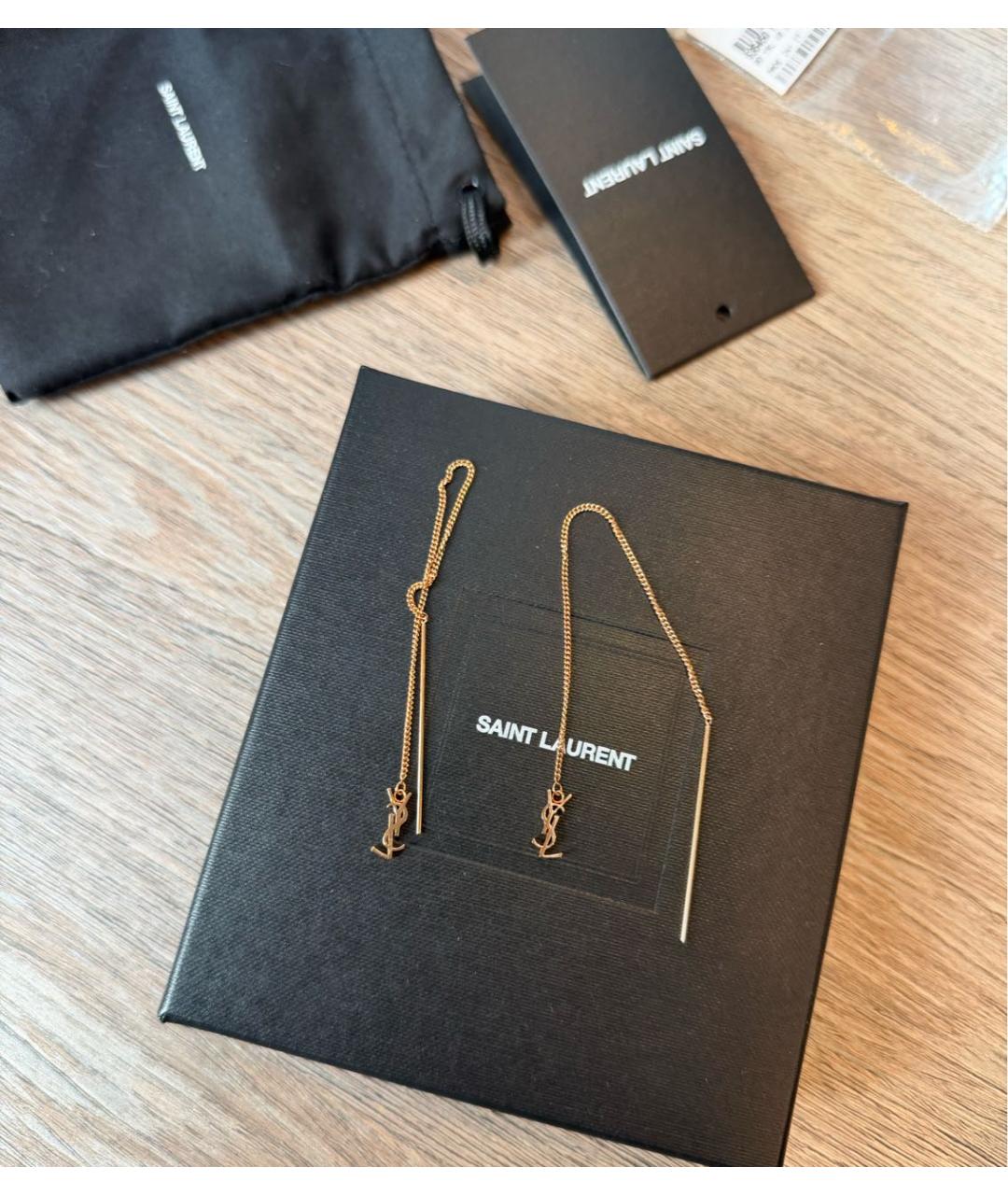SAINT LAURENT Золотые латунные серьги, фото 2
