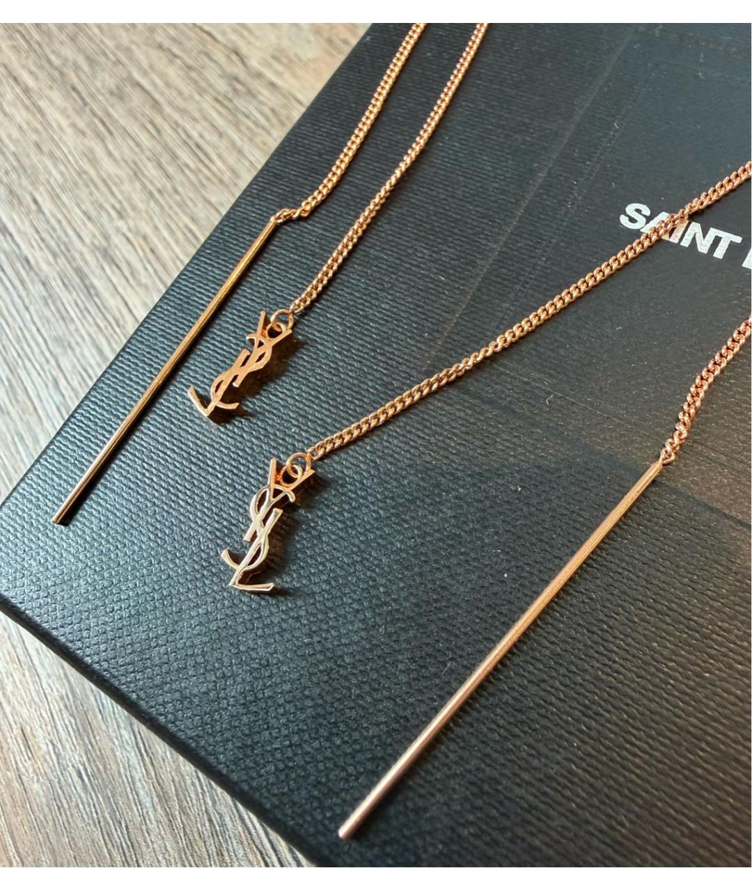 SAINT LAURENT Золотые латунные серьги, фото 3