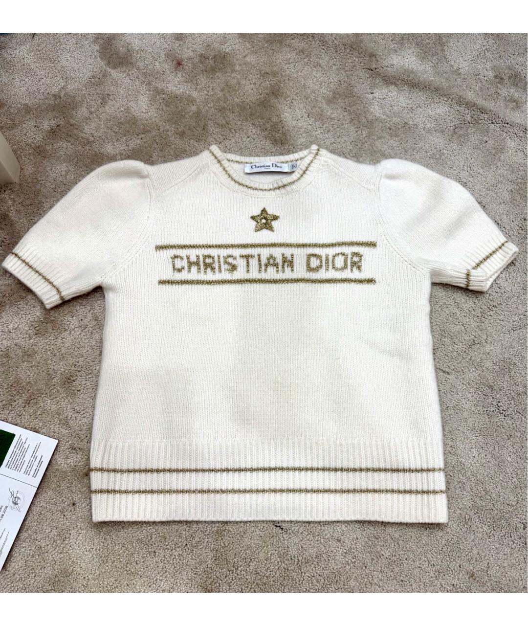 CHRISTIAN DIOR Бежевый шерстяной джемпер / свитер, фото 2