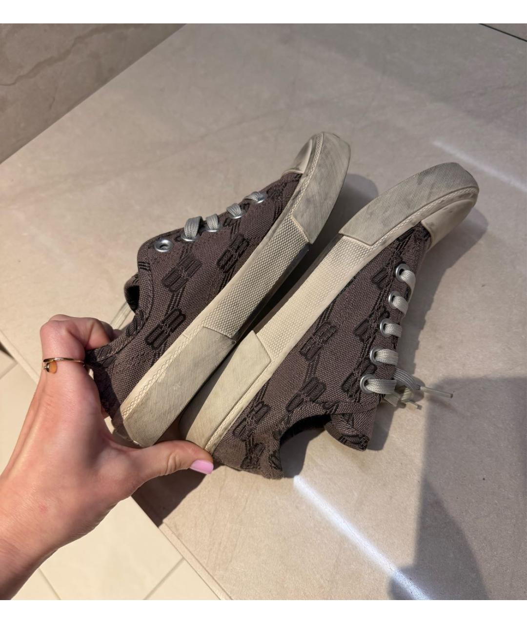 BALENCIAGA Коричневые текстильные кеды, фото 5