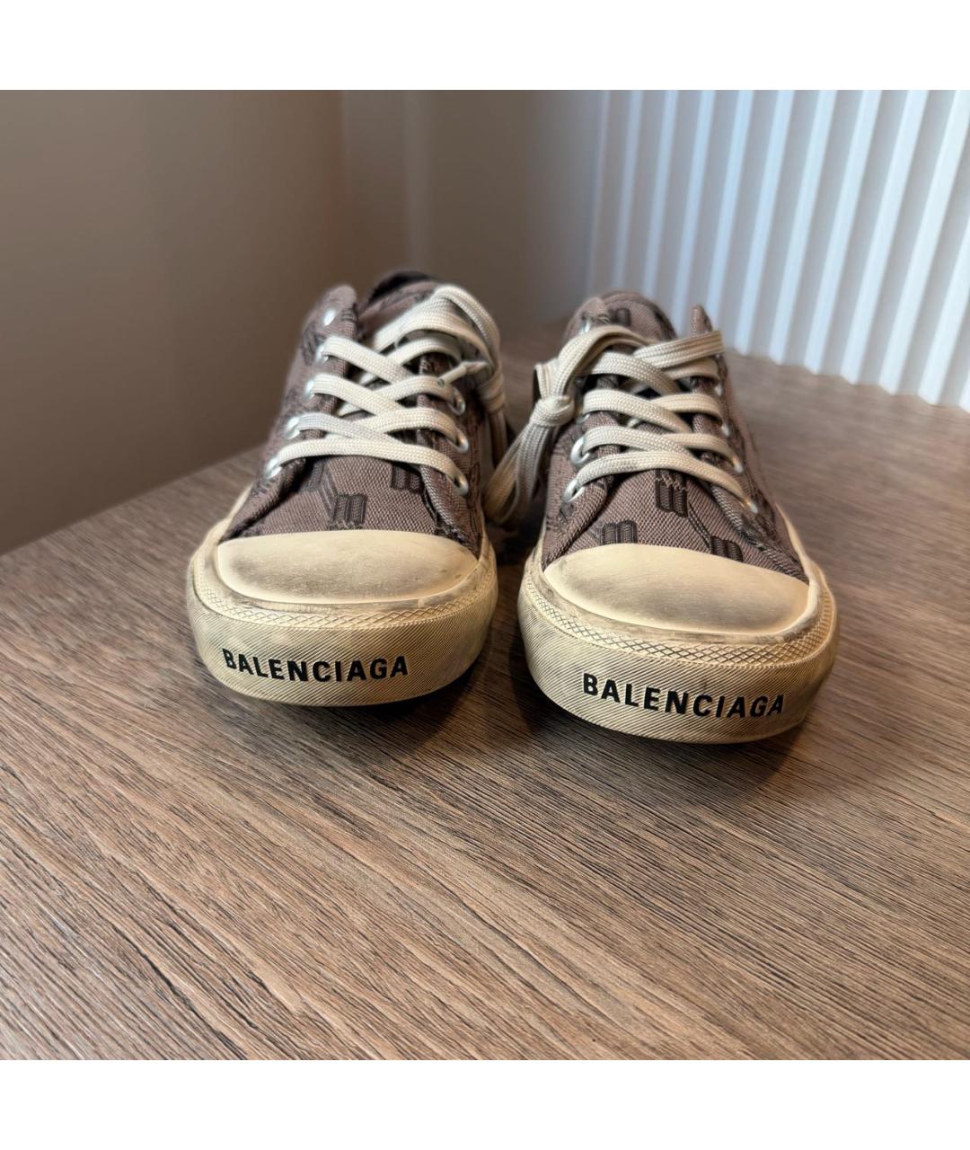 BALENCIAGA Коричневые текстильные кеды, фото 2