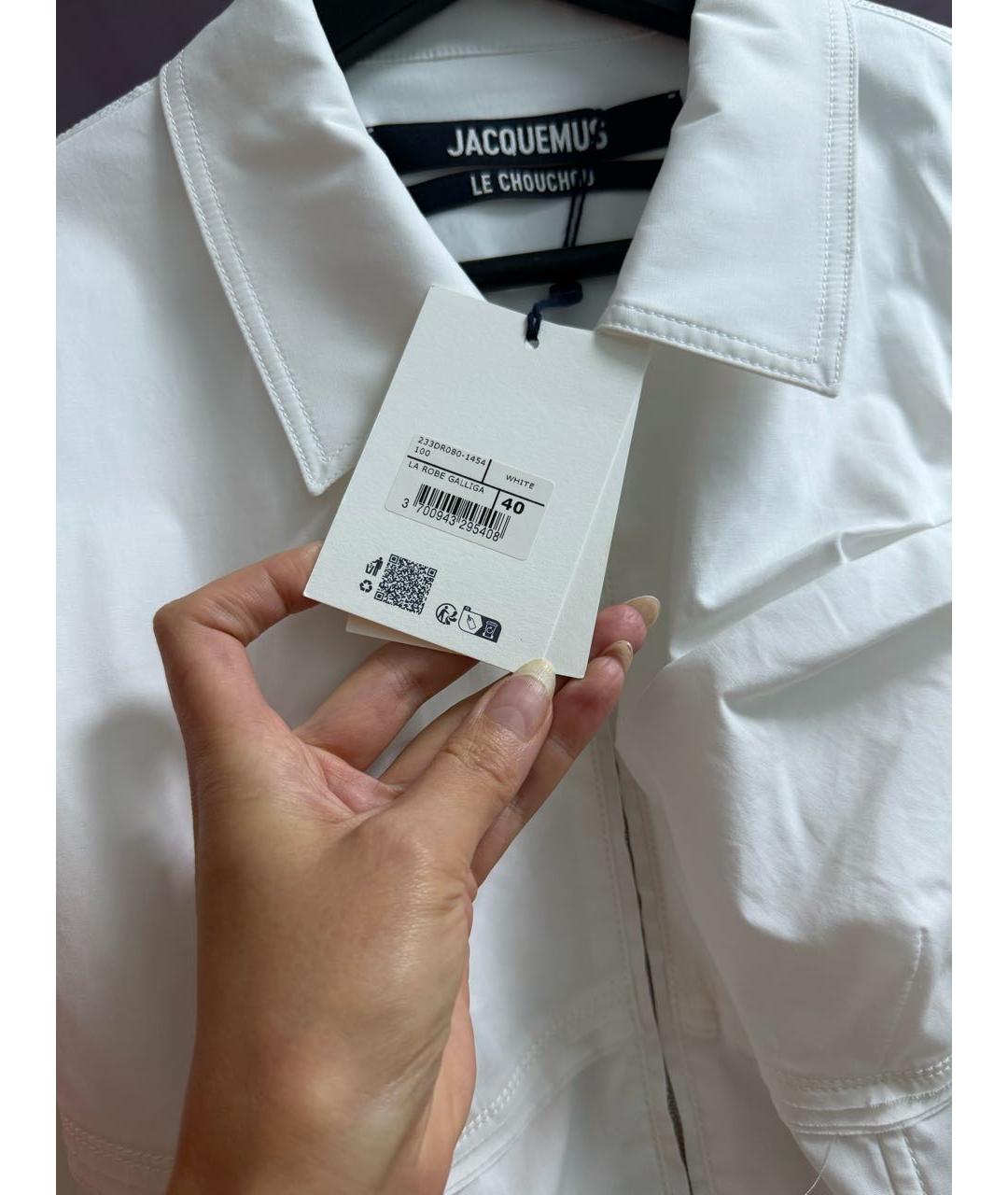 JACQUEMUS Белое хлопковое повседневное платье, фото 4