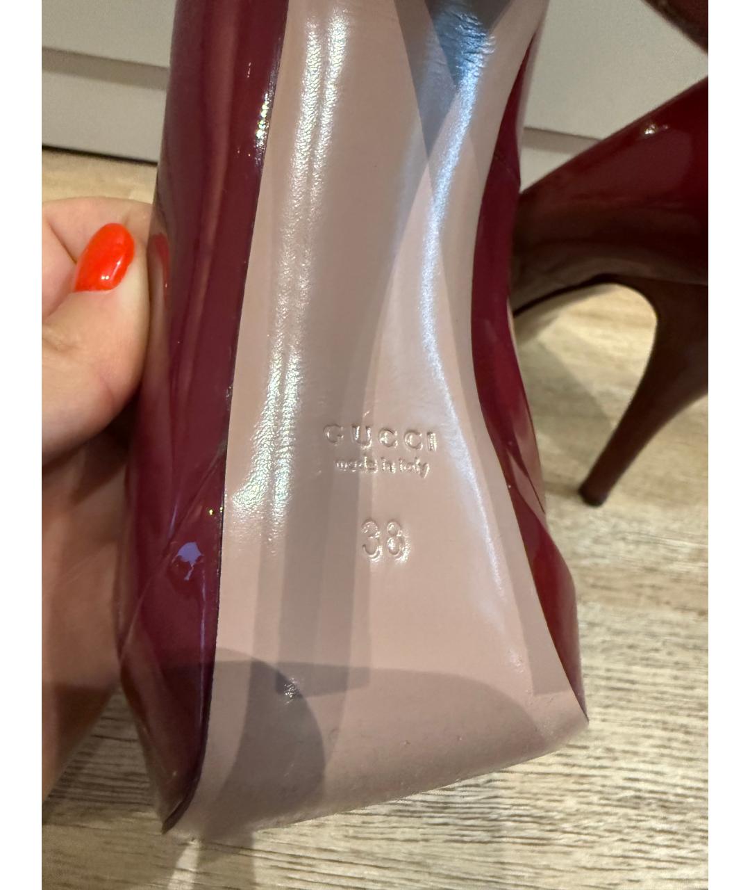 GUCCI Красные кожаные туфли, фото 3