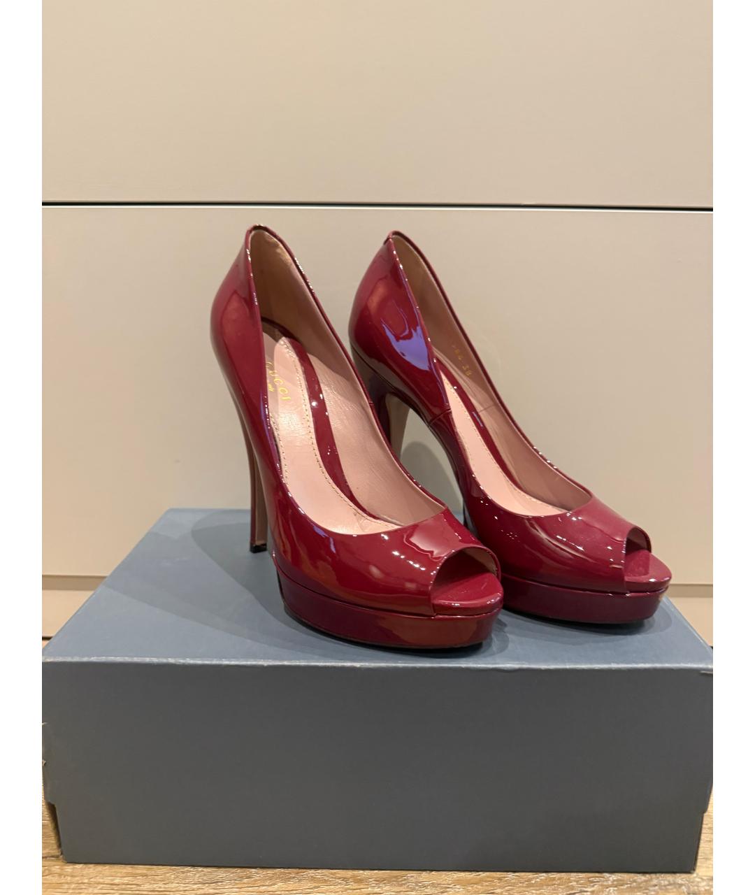 GUCCI Красные кожаные туфли, фото 4