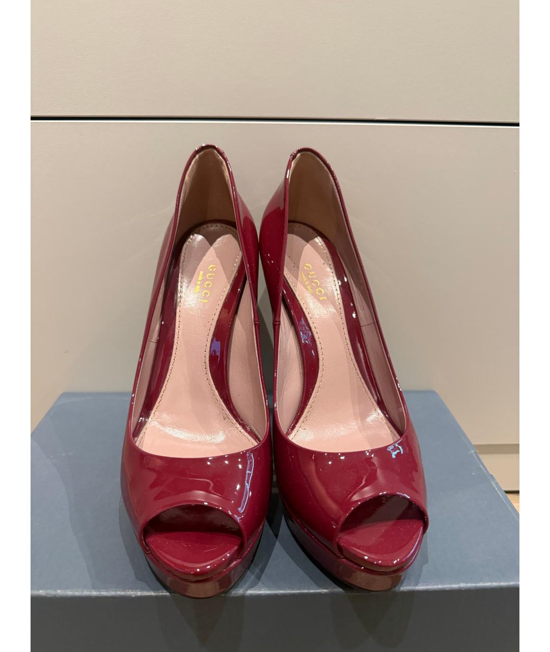 GUCCI Красные кожаные туфли, фото 2