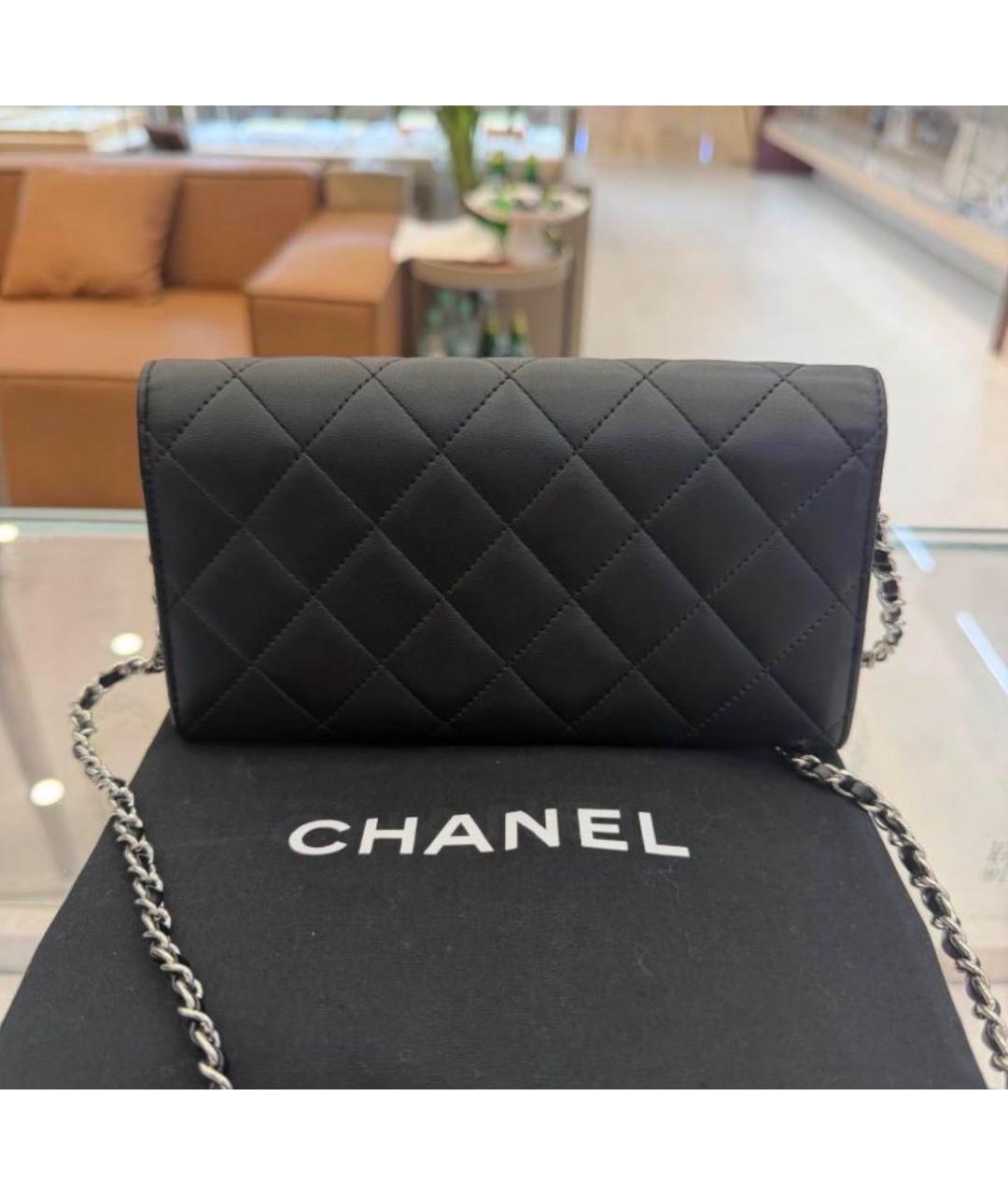 CHANEL Черный кожаный кошелек, фото 3