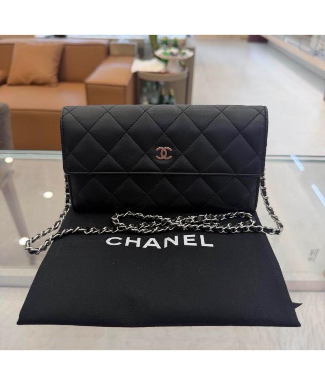 CHANEL Черный кожаный кошелек, фото 2