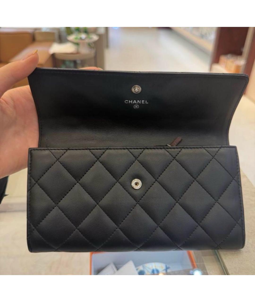 CHANEL Черный кожаный кошелек, фото 4