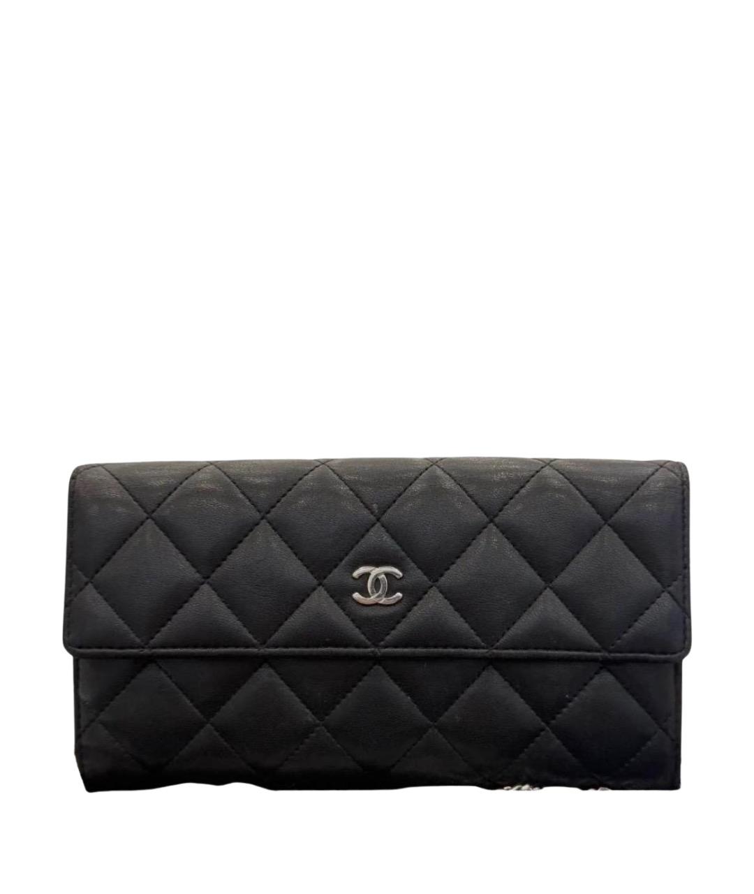 CHANEL Черный кожаный кошелек, фото 1