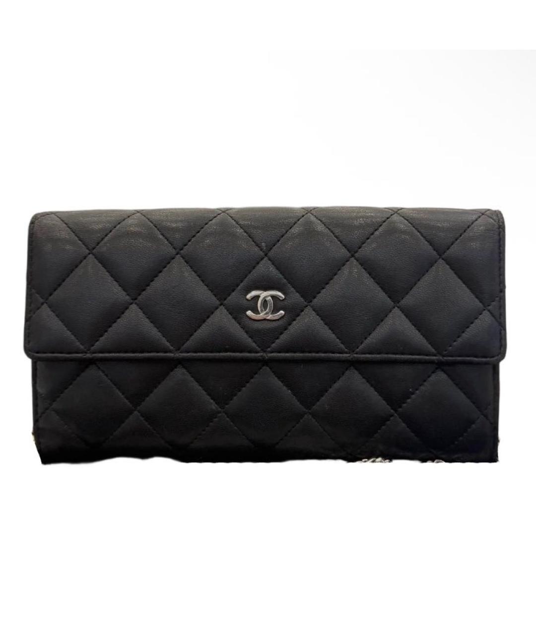 CHANEL Черный кожаный кошелек, фото 9