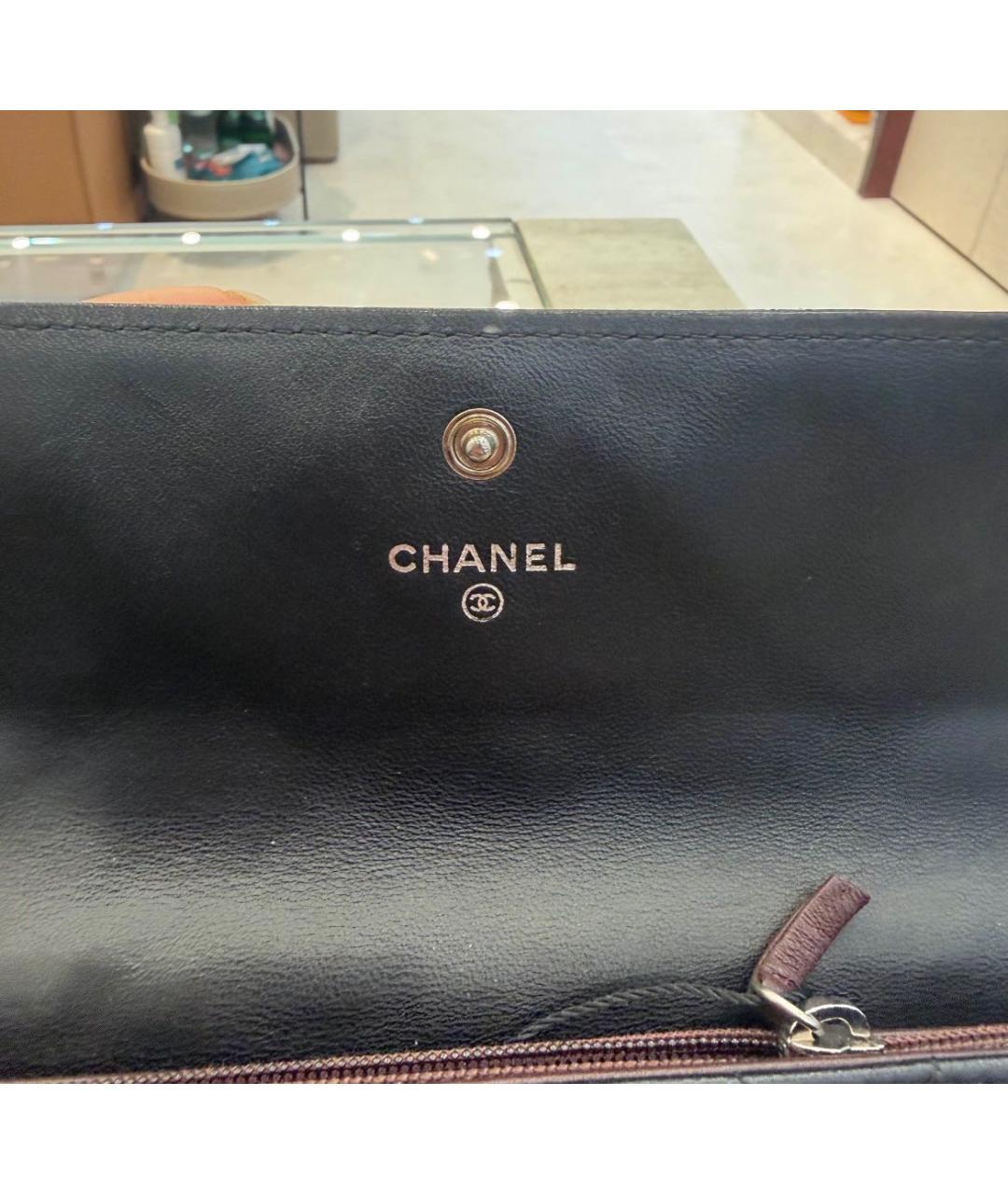 CHANEL Черный кожаный кошелек, фото 7