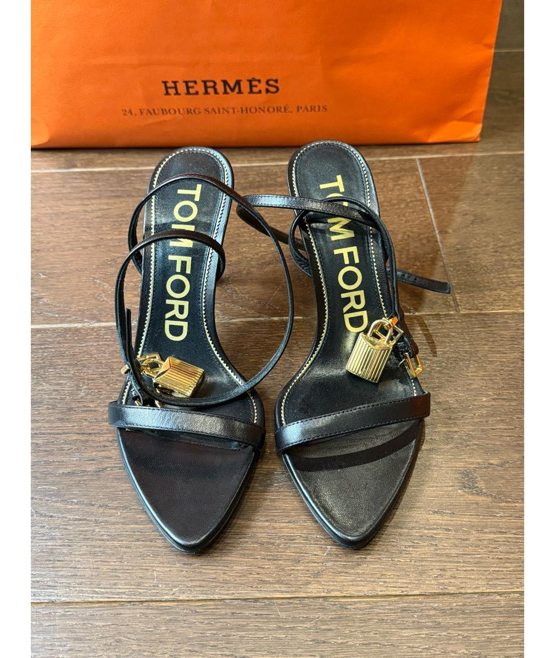 TOM FORD Черные кожаные босоножки, фото 2
