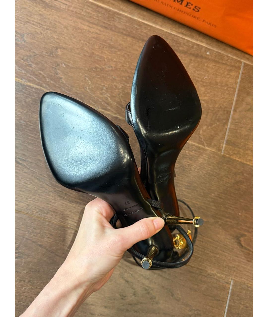 TOM FORD Черные кожаные босоножки, фото 5