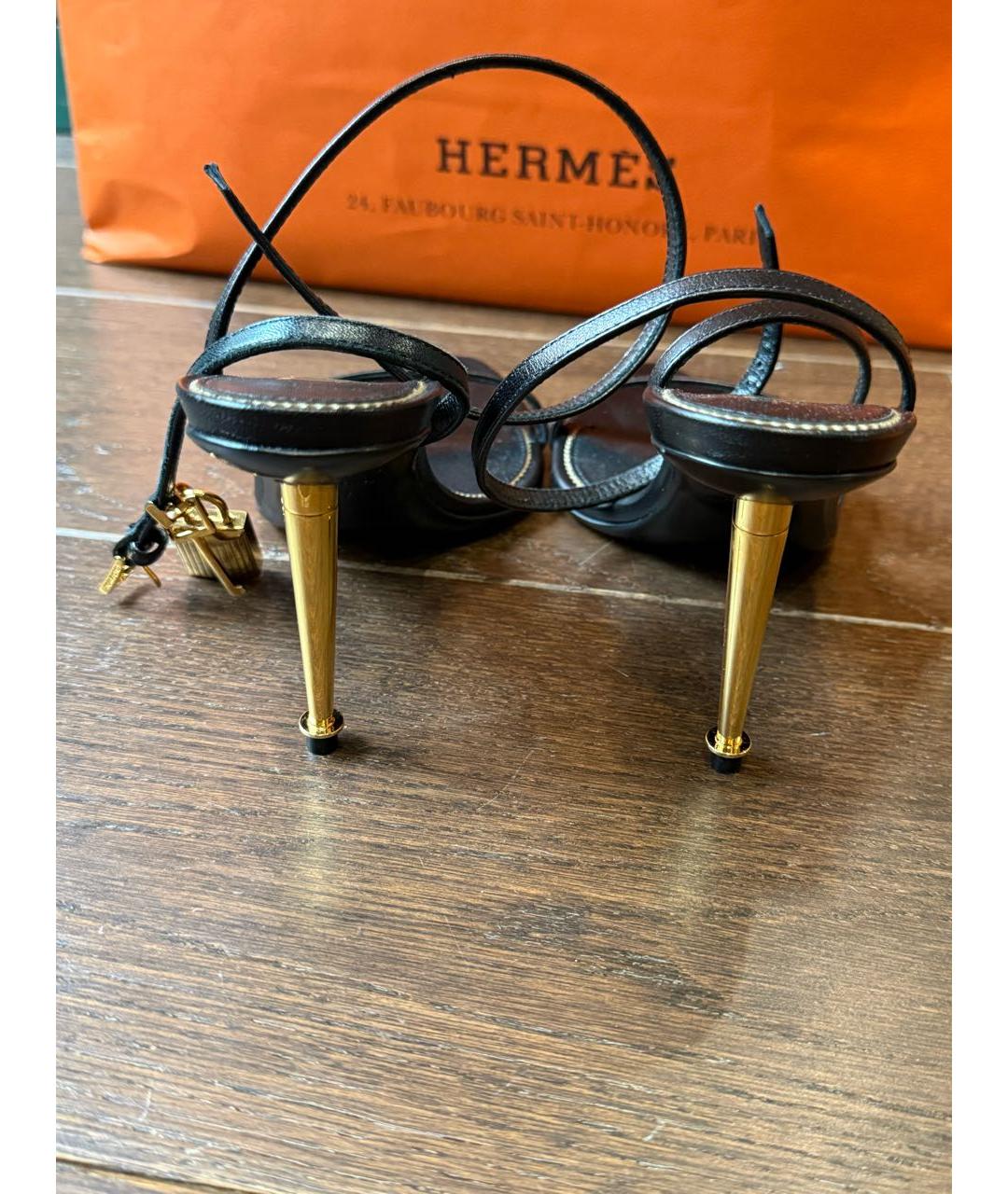 TOM FORD Черные кожаные босоножки, фото 3