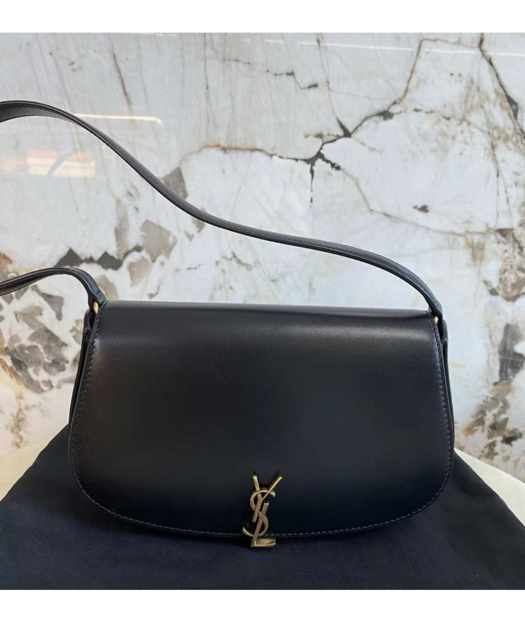 SAINT LAURENT Черная кожаная сумка через плечо, фото 2