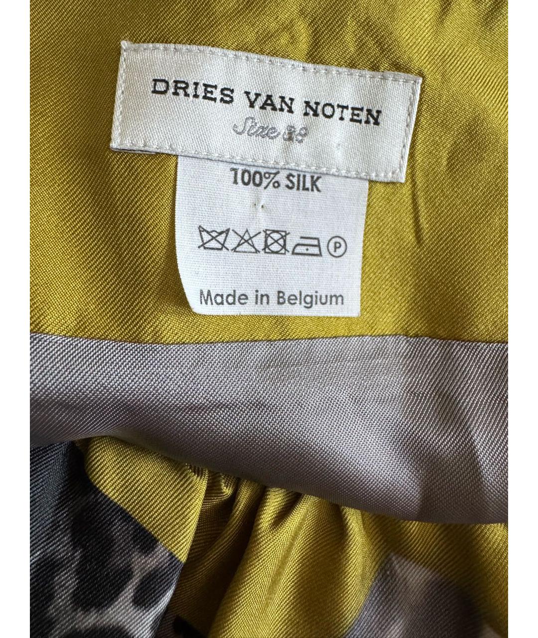 DRIES VAN NOTEN Хаки шелковая юбка миди, фото 3