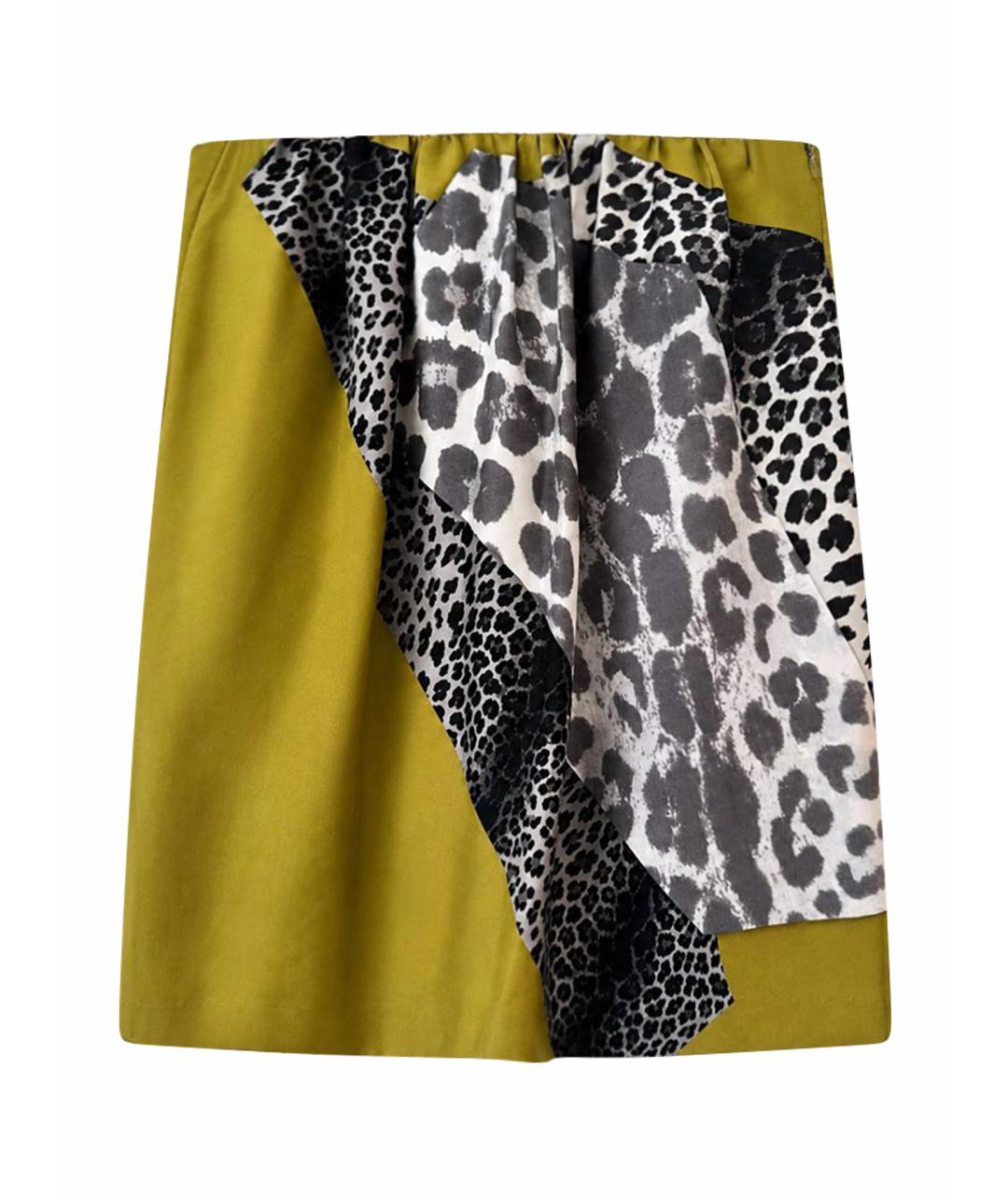 DRIES VAN NOTEN Хаки шелковая юбка миди, фото 1