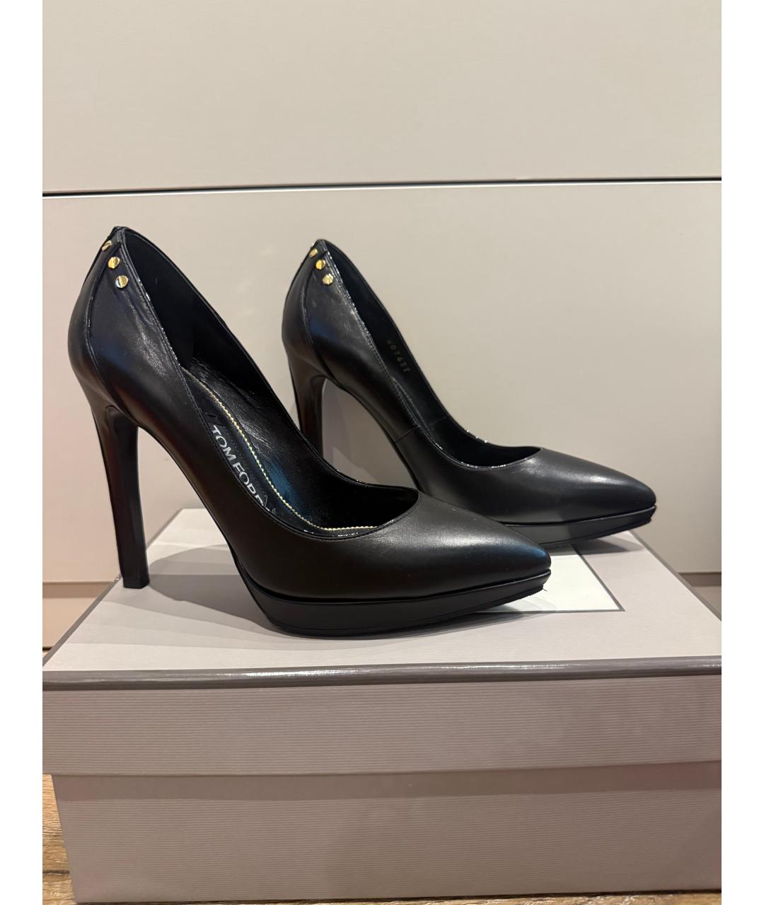TOM FORD Черные кожаные туфли, фото 4