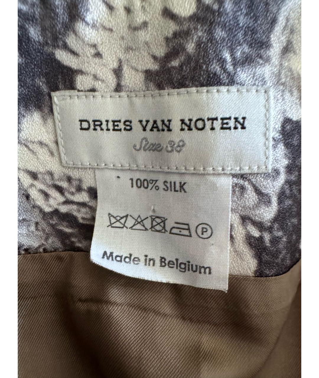DRIES VAN NOTEN Коричневая шелковая юбка миди, фото 5