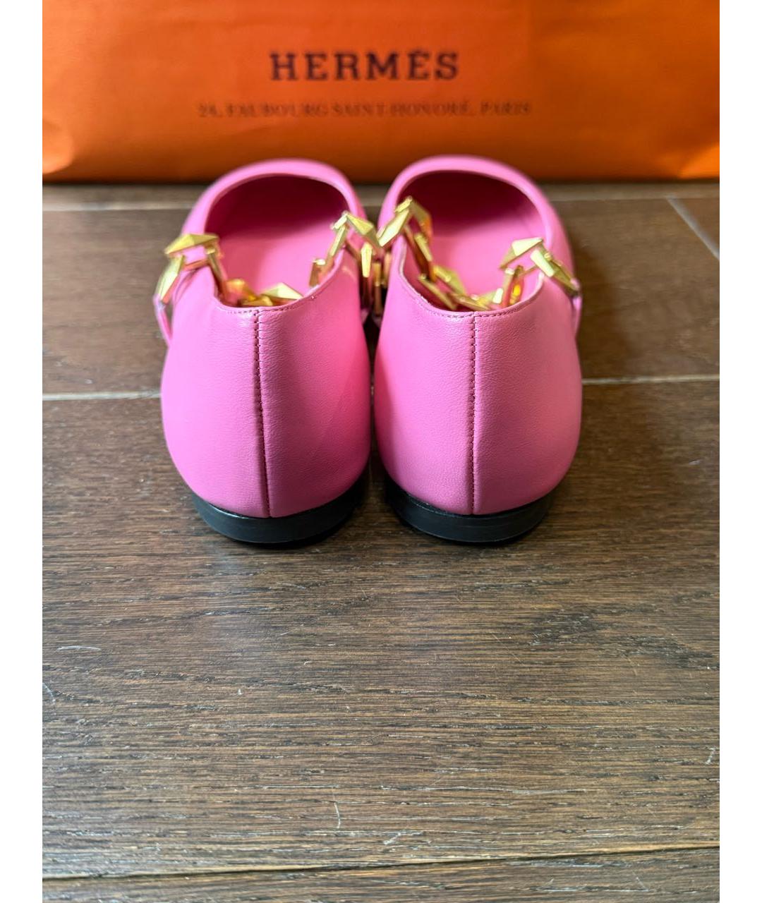 JIMMY CHOO Розовые кожаные балетки, фото 4