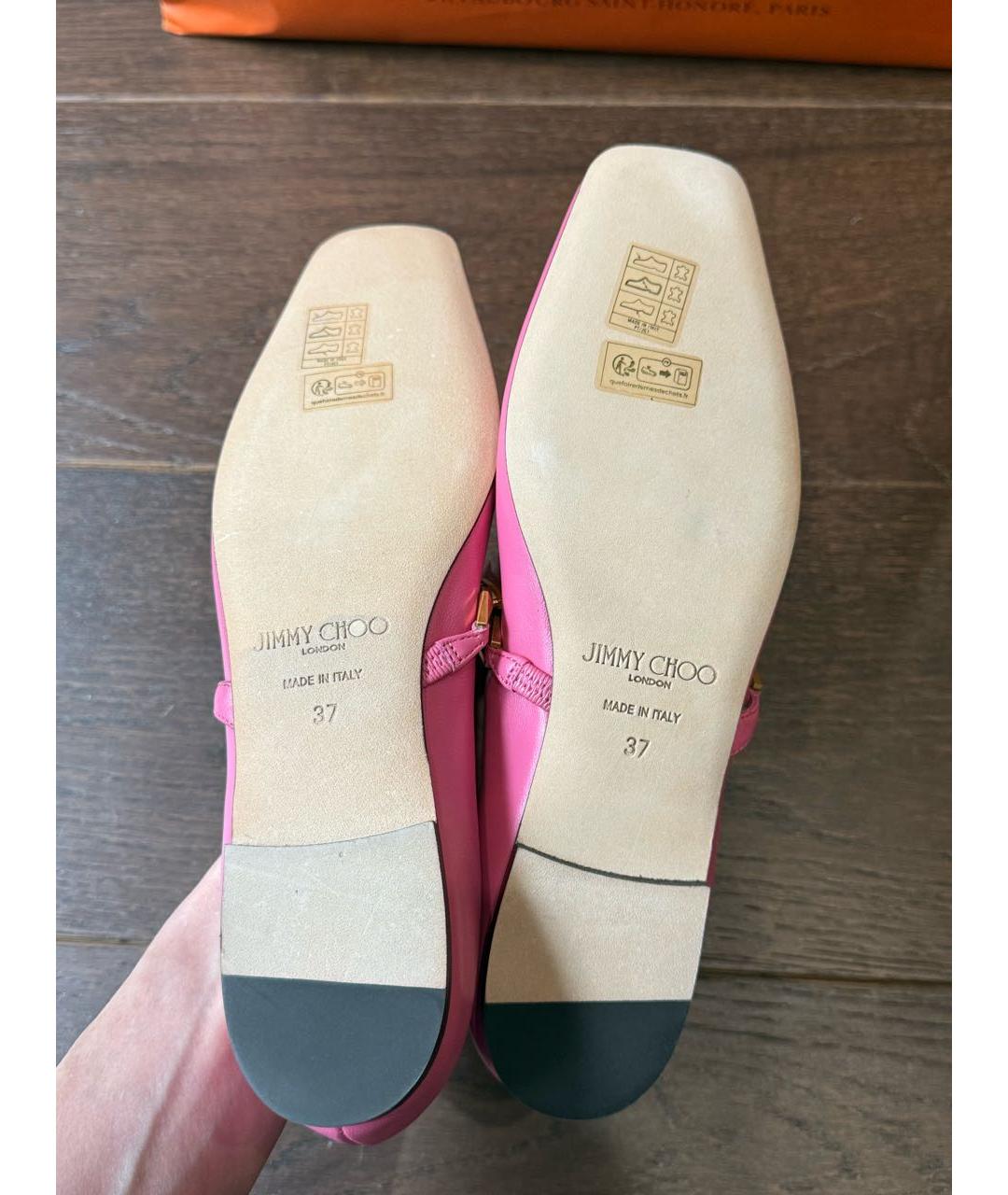 JIMMY CHOO Розовые кожаные балетки, фото 5