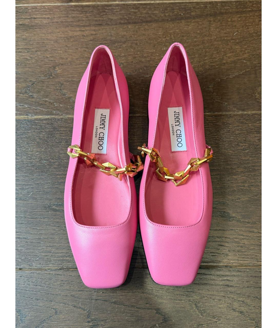 JIMMY CHOO Розовые кожаные балетки, фото 3
