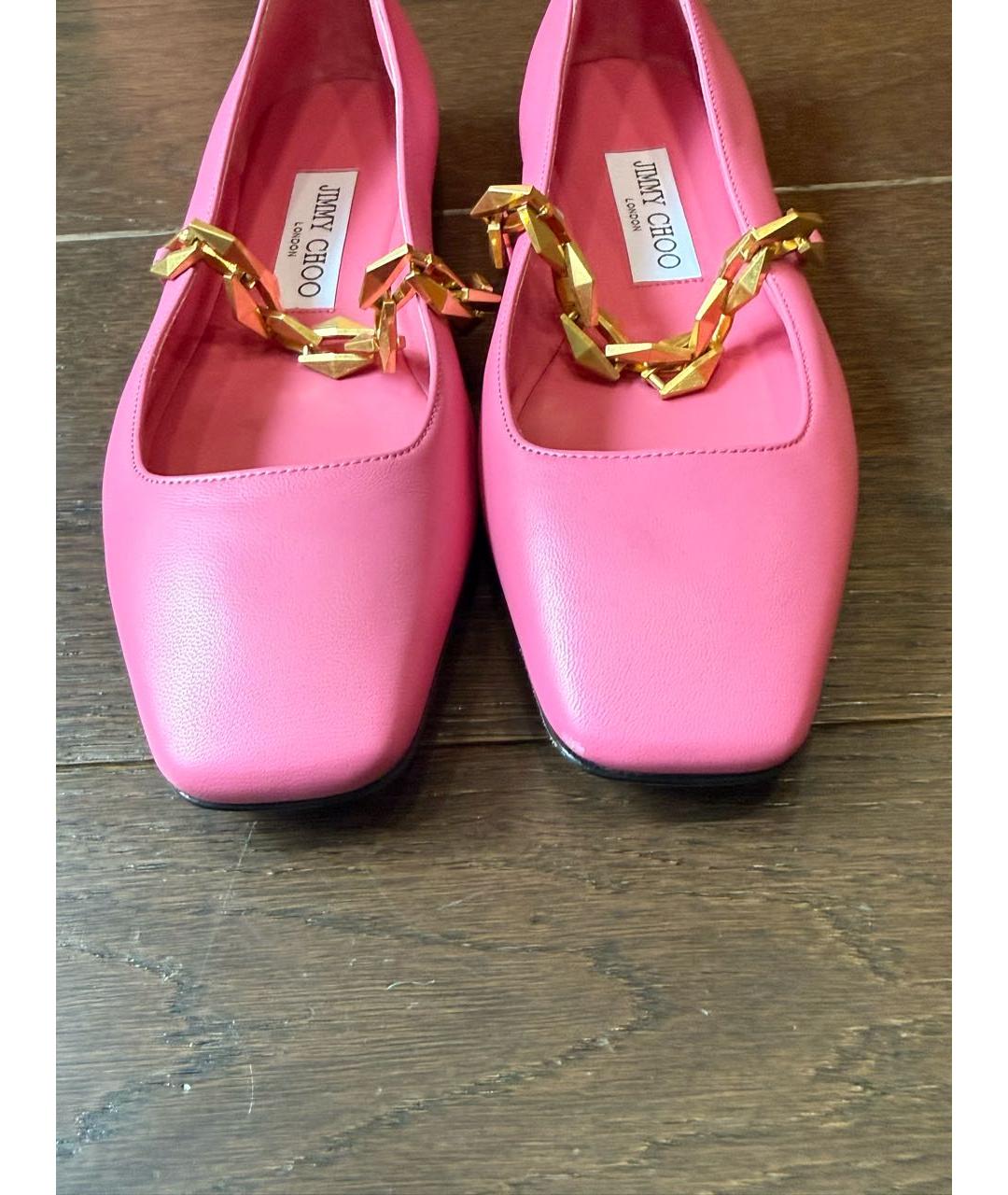 JIMMY CHOO Розовые кожаные балетки, фото 2