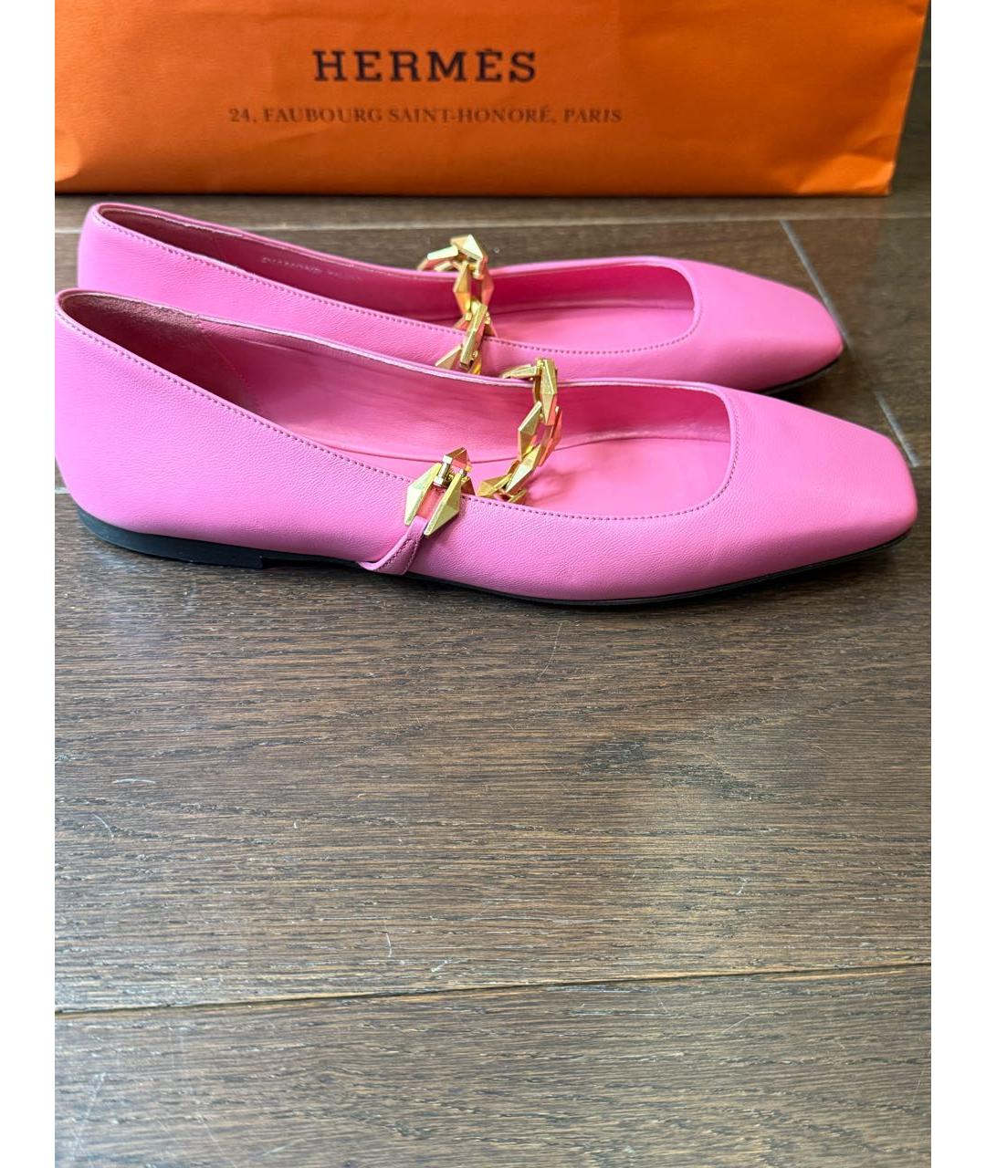 JIMMY CHOO Розовые кожаные балетки, фото 6
