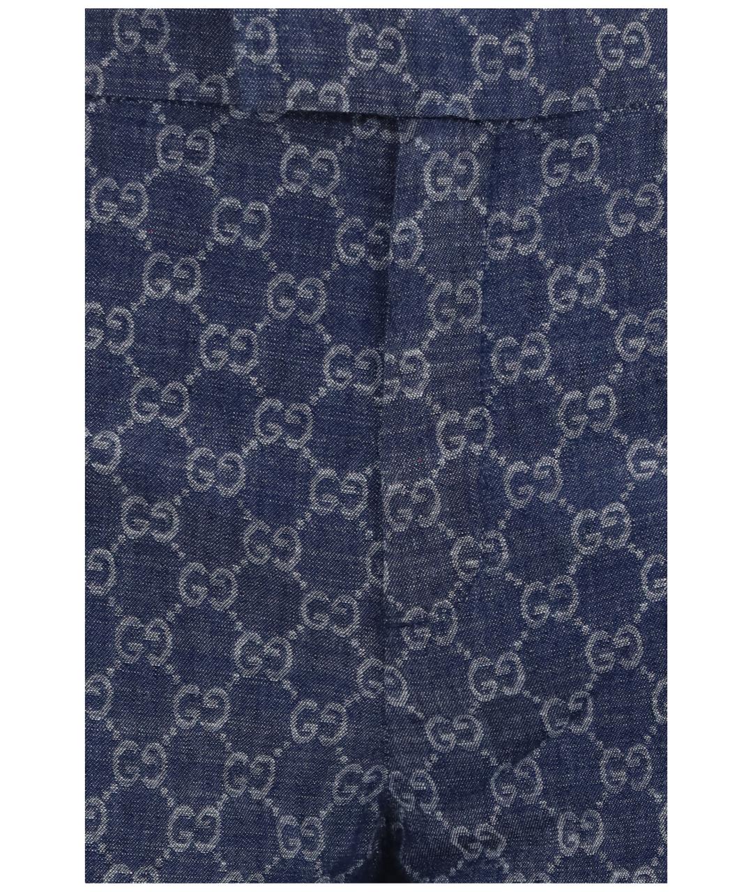 GUCCI Синие хлопковые брюки широкие, фото 3