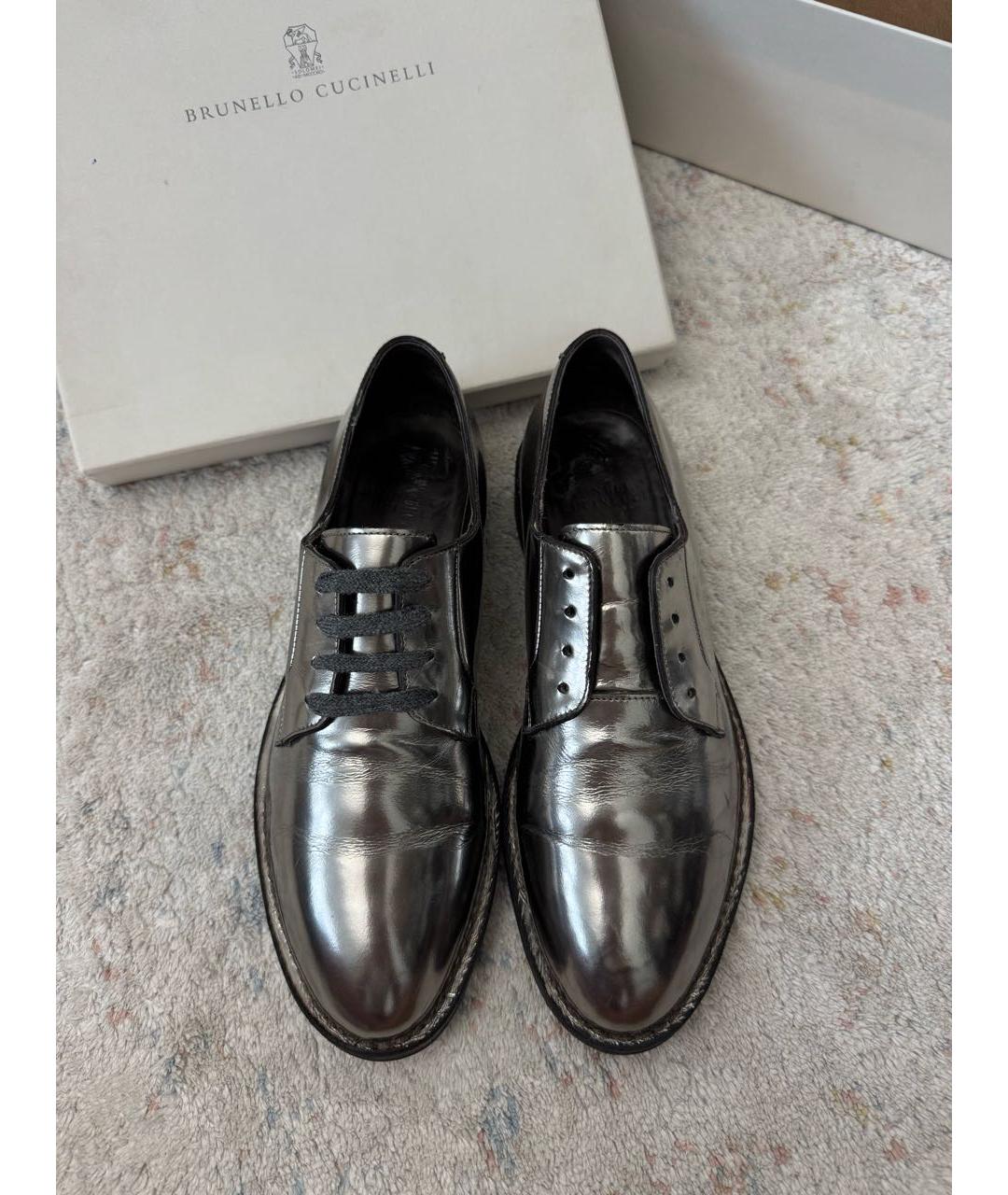 BRUNELLO CUCINELLI Серебряные кожаные брогги и оксфорды, фото 2