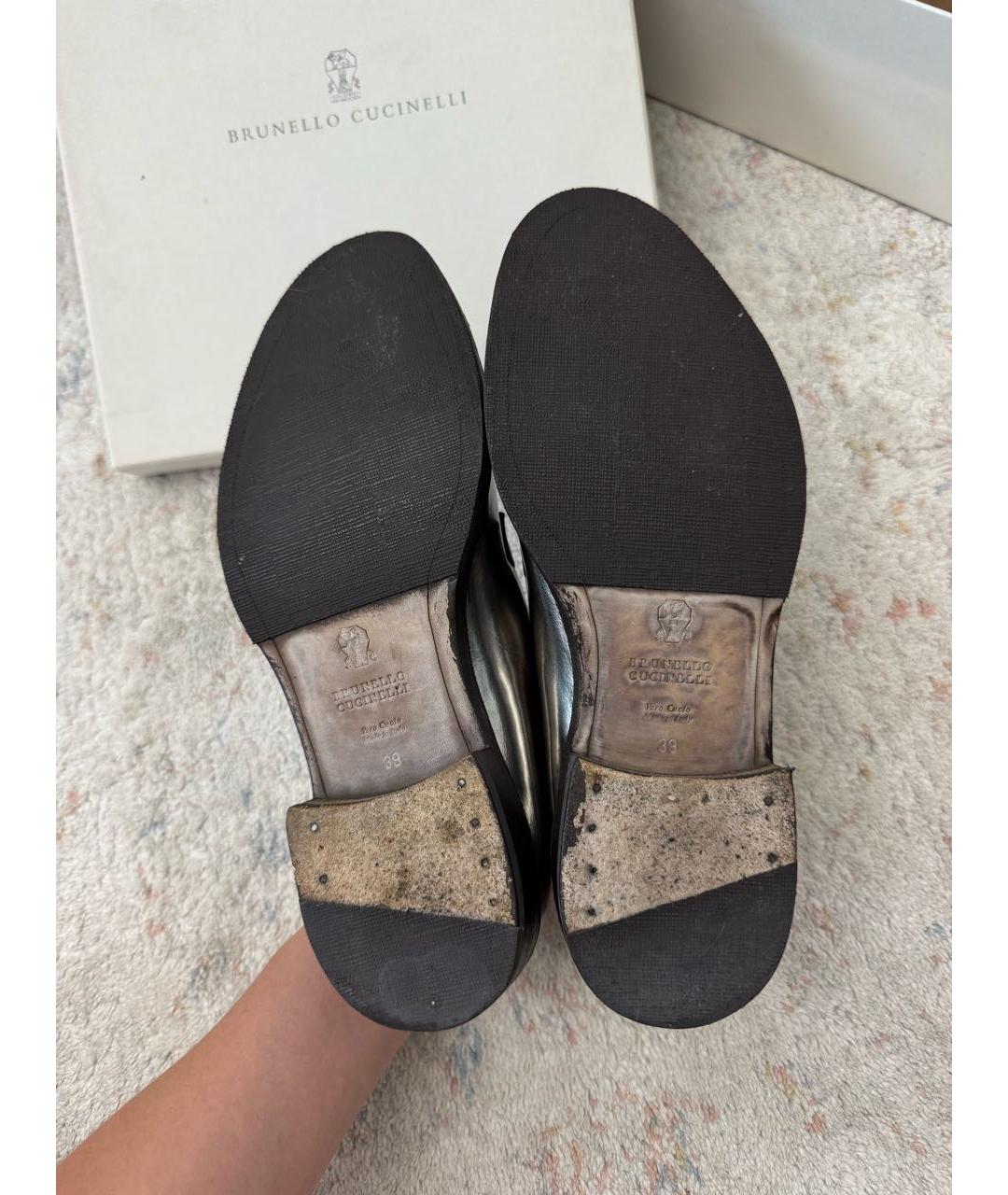 BRUNELLO CUCINELLI Серебряные кожаные брогги и оксфорды, фото 6