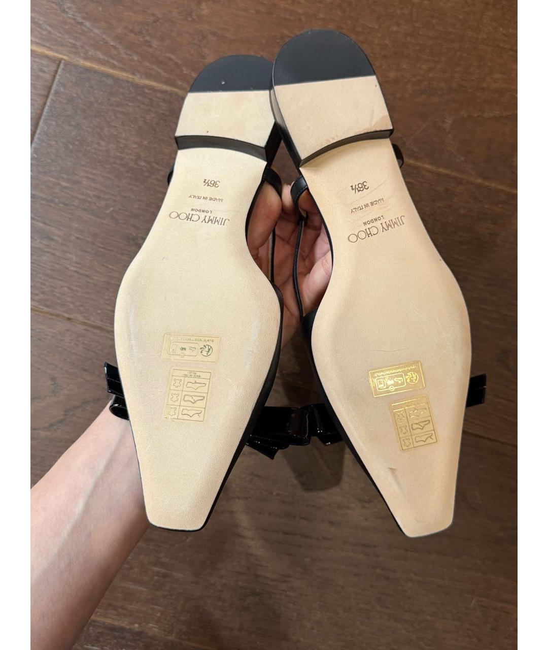 JIMMY CHOO Черные кожаные балетки, фото 5