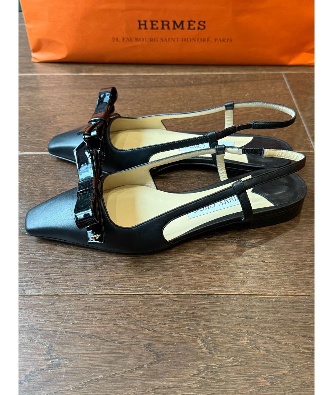 JIMMY CHOO Черные кожаные балетки, фото 6