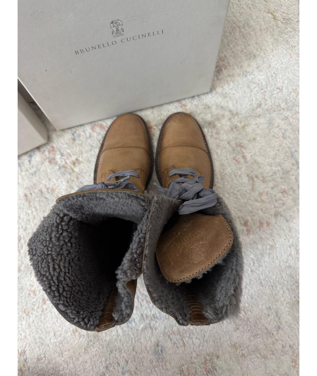 BRUNELLO CUCINELLI Коричневые кожаные ботинки, фото 3