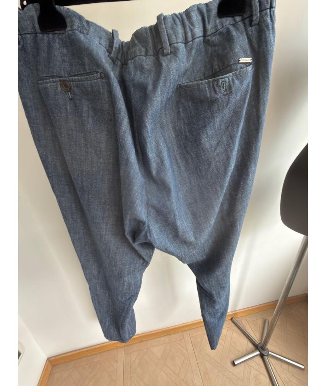 CORNELIANI Синие хлопковые повседневные брюки, фото 2
