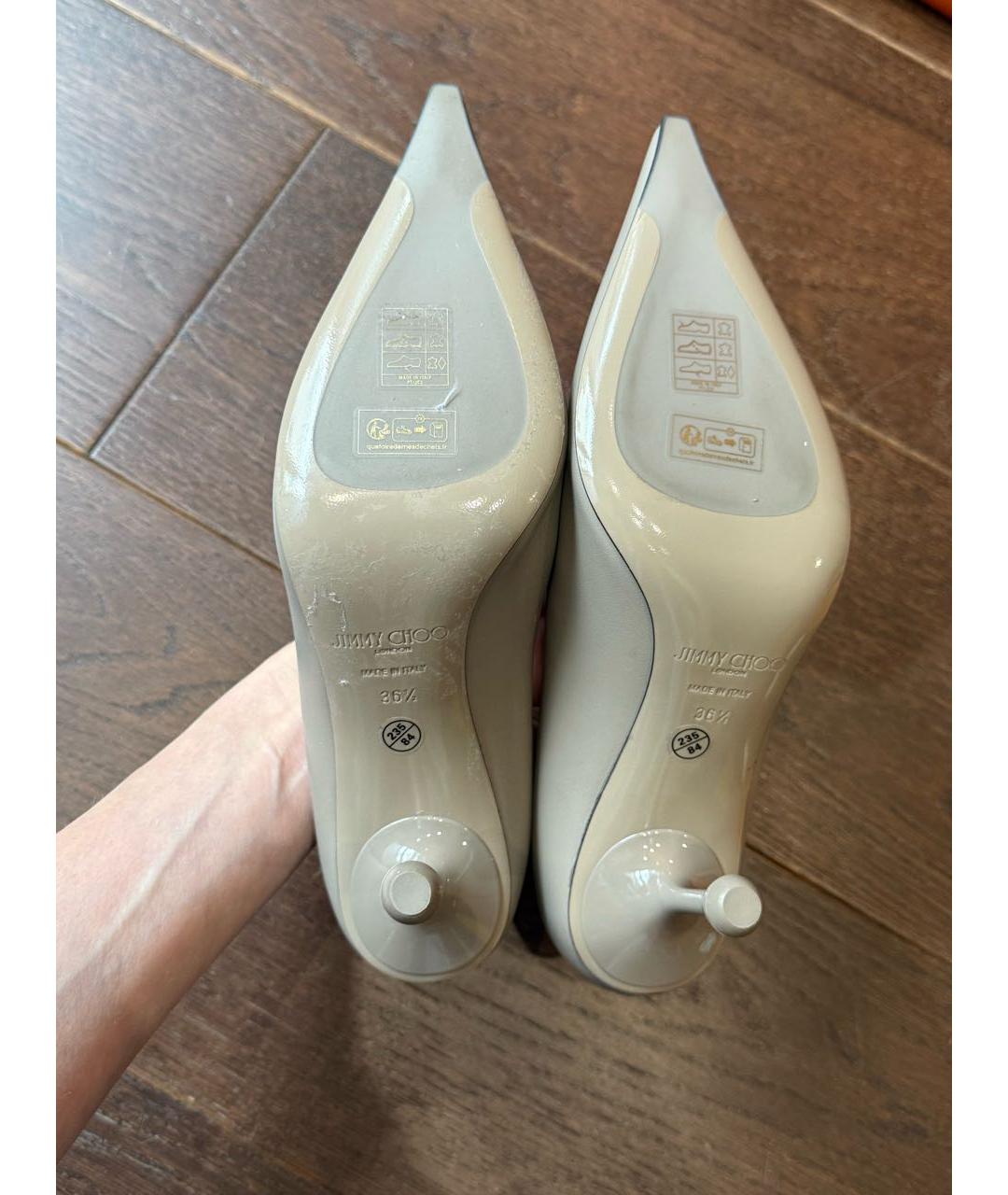 JIMMY CHOO Бежевые кожаные туфли, фото 5