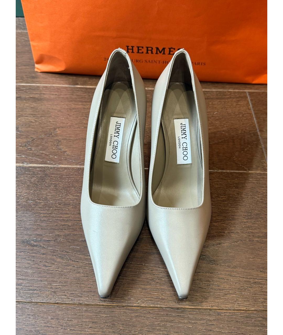 JIMMY CHOO Бежевые кожаные туфли, фото 2