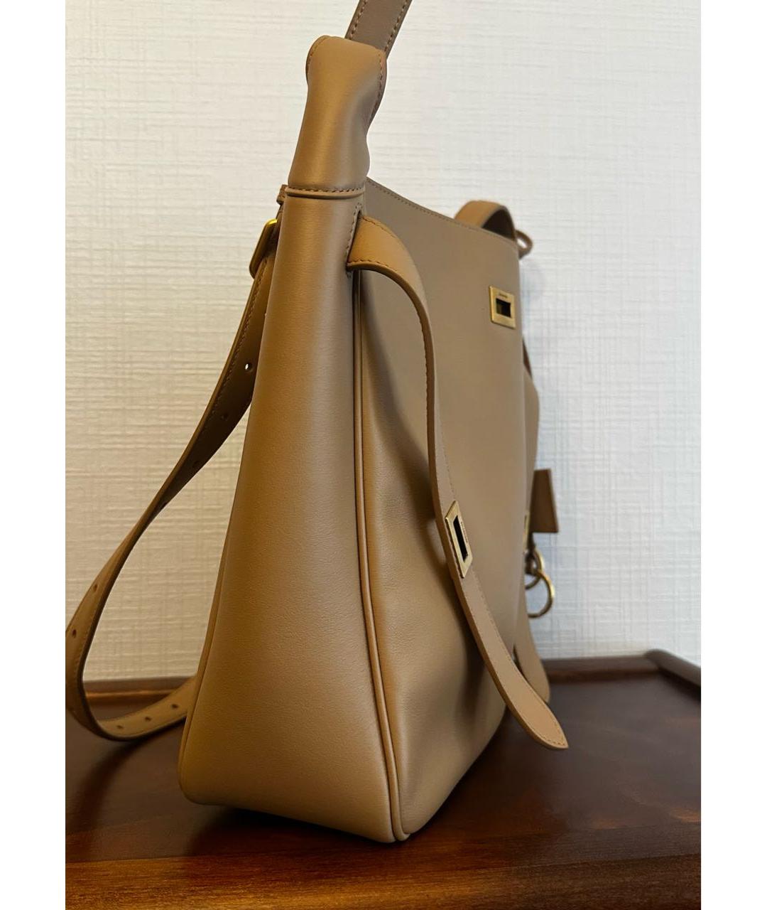BALENCIAGA Бежевая кожаная сумка через плечо, фото 2