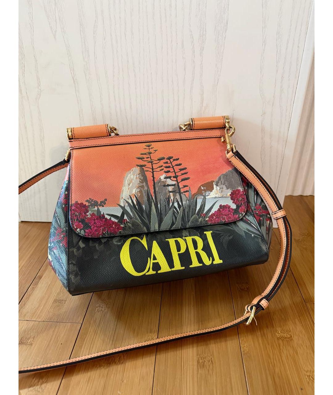 DOLCE&GABBANA Оранжевая кожаная сумка с короткими ручками, фото 5