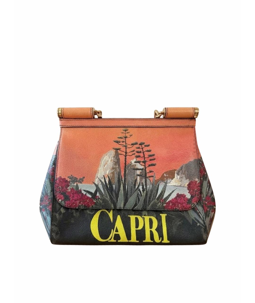 DOLCE&GABBANA Оранжевая кожаная сумка с короткими ручками, фото 1
