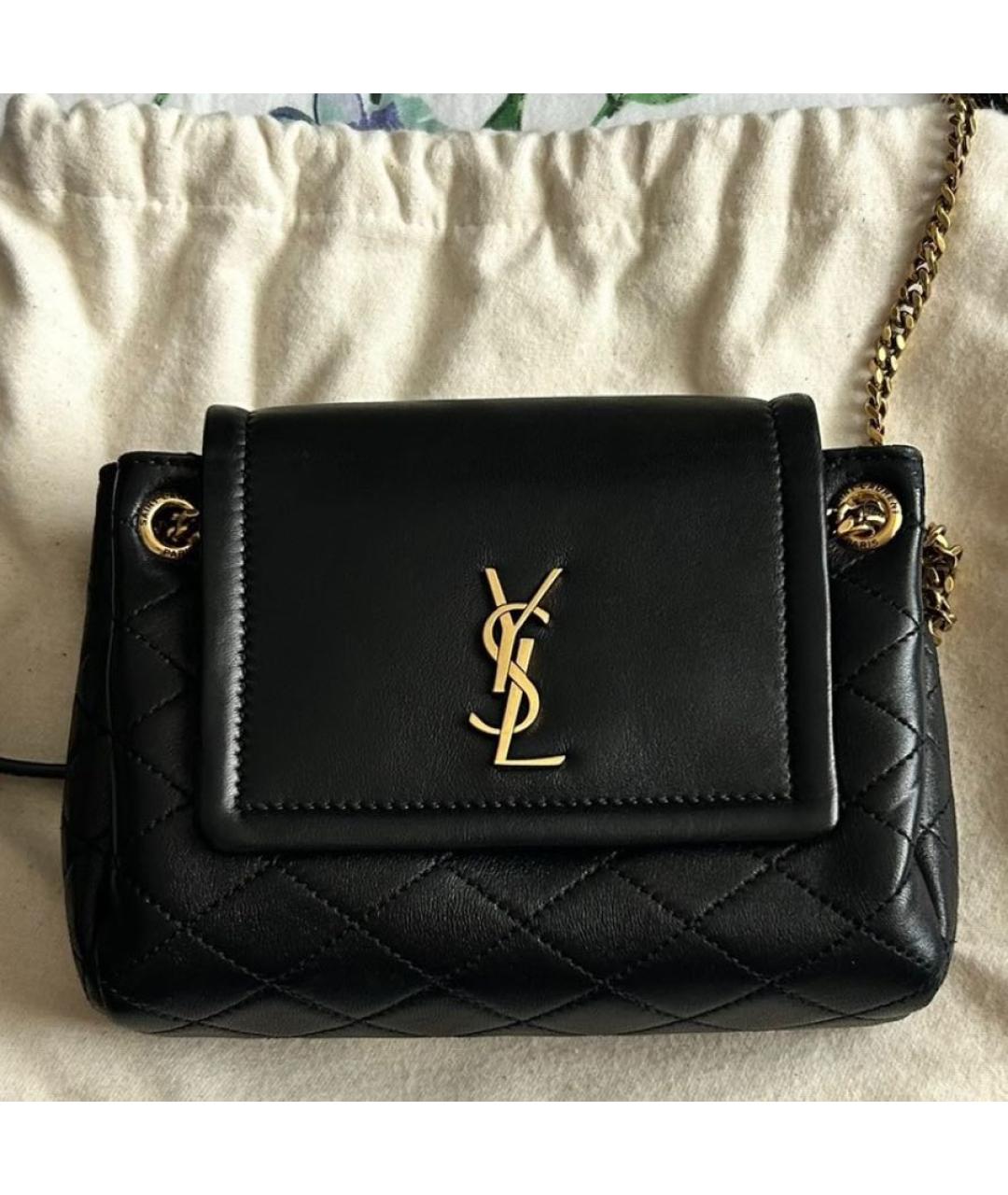 SAINT LAURENT Черная кожаная сумка через плечо, фото 5