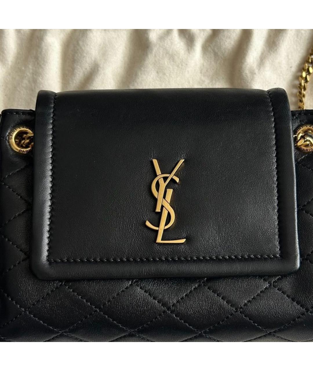SAINT LAURENT Черная кожаная сумка через плечо, фото 4