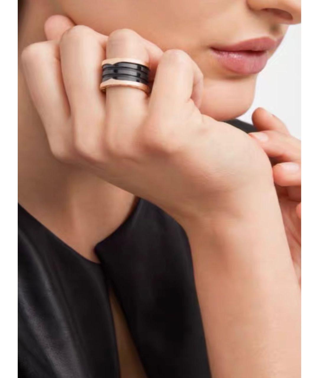 BVLGARI Черное кольцо из розового золота, фото 3