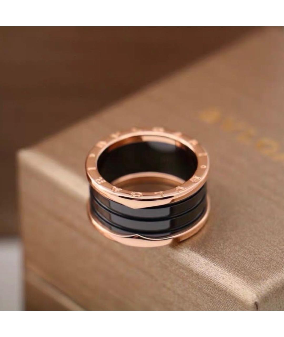 BVLGARI Черное кольцо из розового золота, фото 4