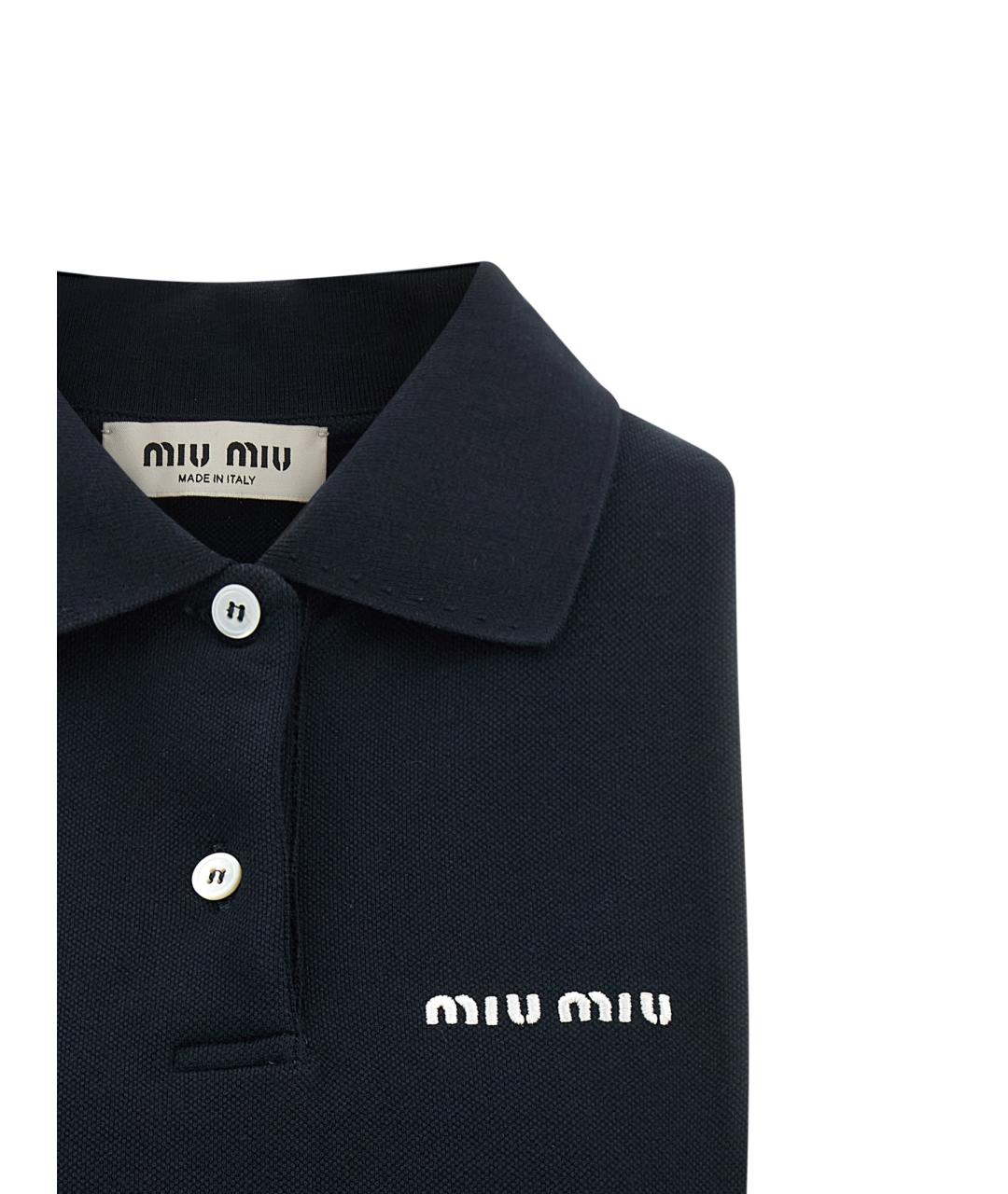 MIU MIU Темно-синяя хлопковая майка, фото 3
