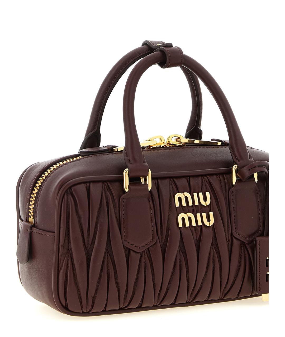 MIU MIU Бордовая кожаная сумка тоут, фото 3