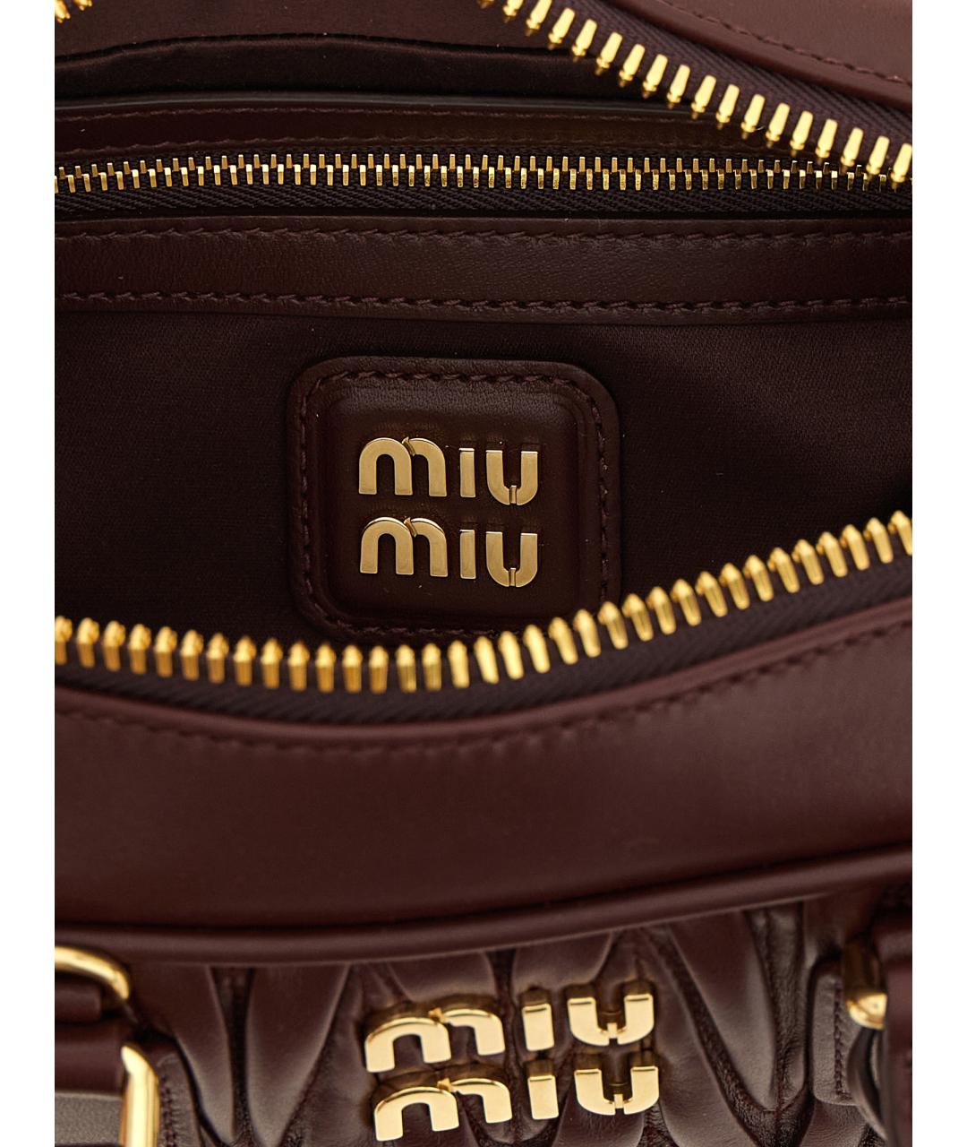 MIU MIU Бордовая кожаная сумка тоут, фото 4