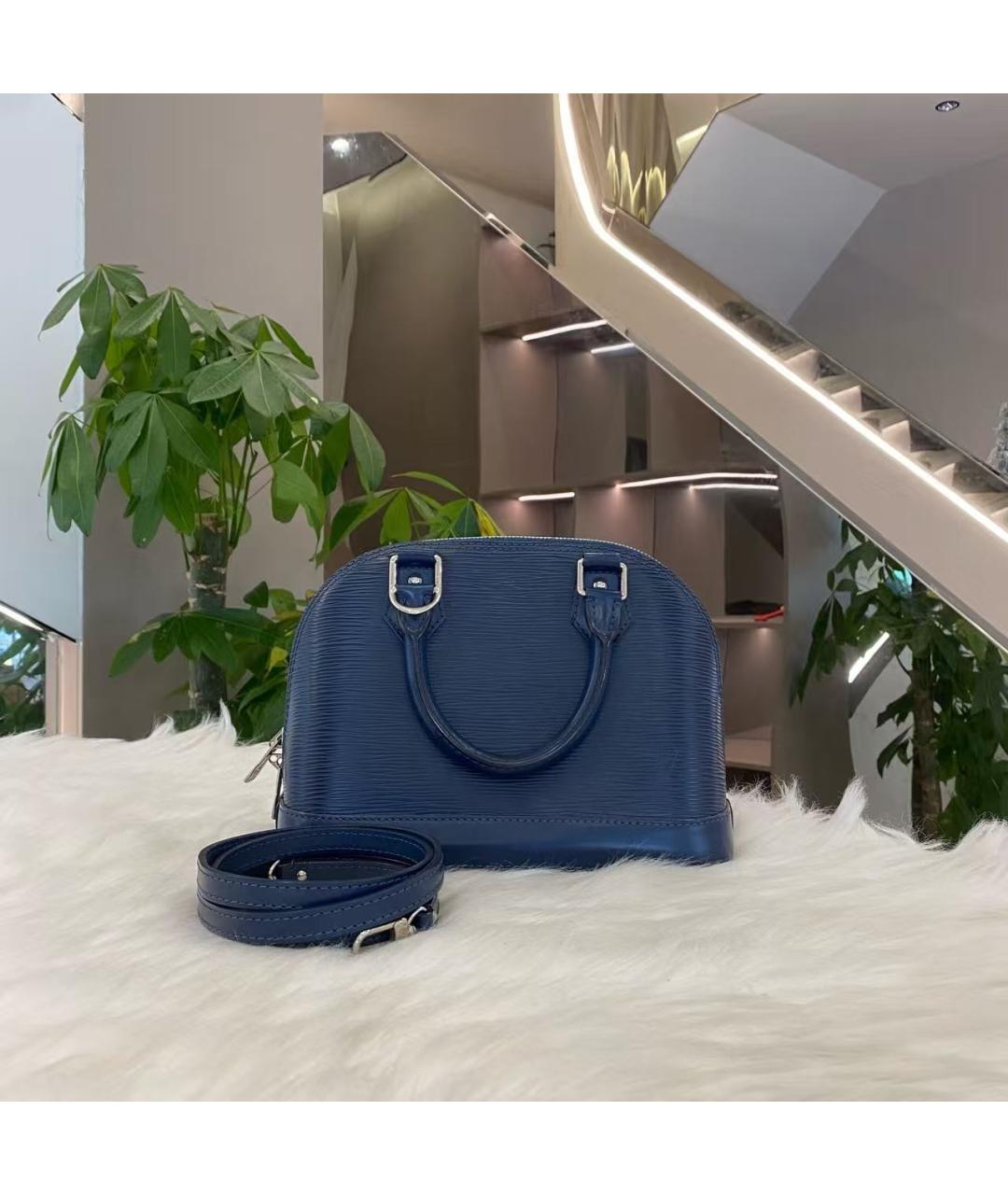 LOUIS VUITTON Синяя кожаная сумка с короткими ручками, фото 2