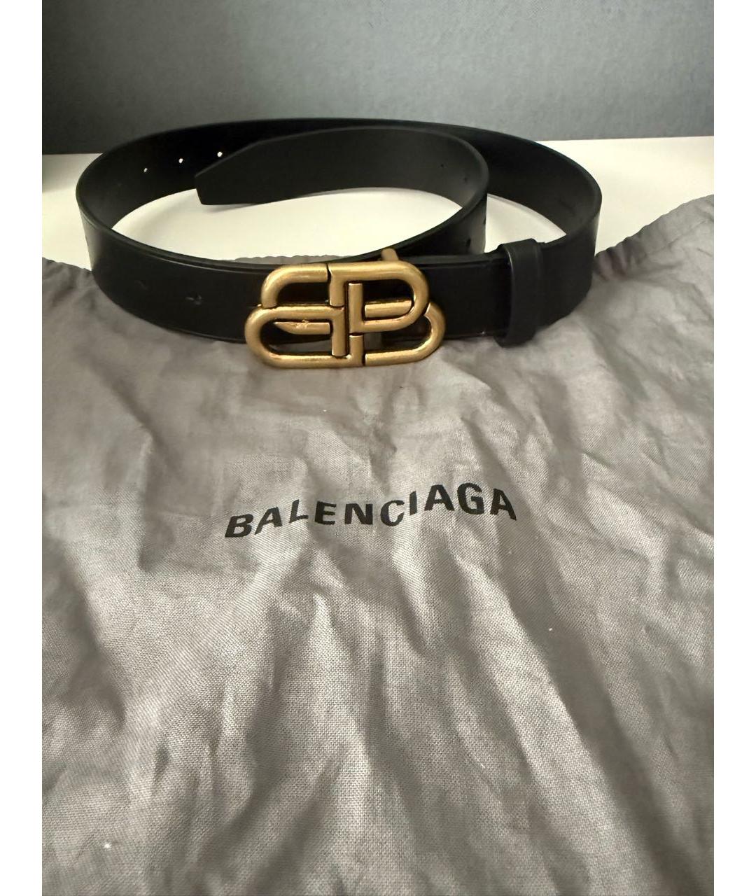 BALENCIAGA Черный кожаный ремень, фото 2