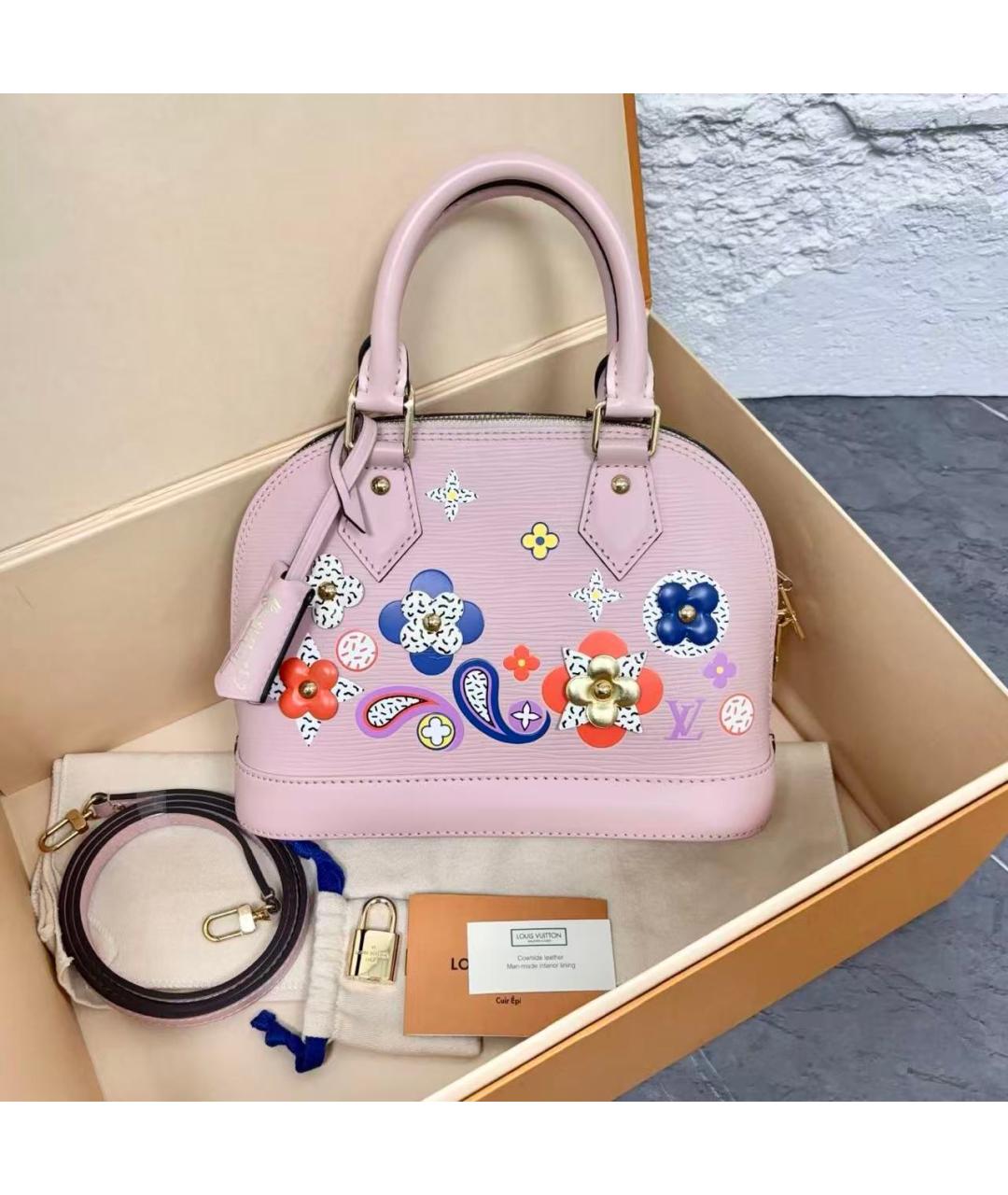 LOUIS VUITTON Розовая кожаная сумка с короткими ручками, фото 2